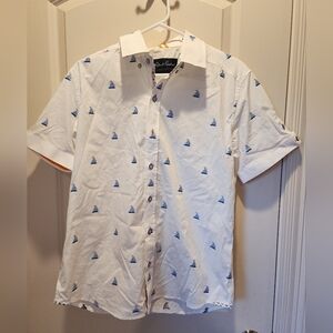 Robert Graham White Shirt with Blue Sailboat Pattern
